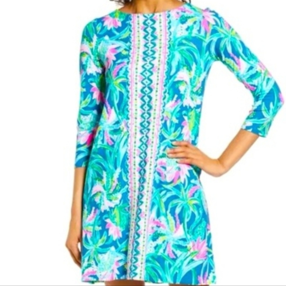 Women's Tropical Print Dress - Picture 3 of 5